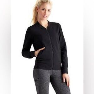Athleta Bombastic Bomber Jacket Lightweight Full Zip Black Size Medium